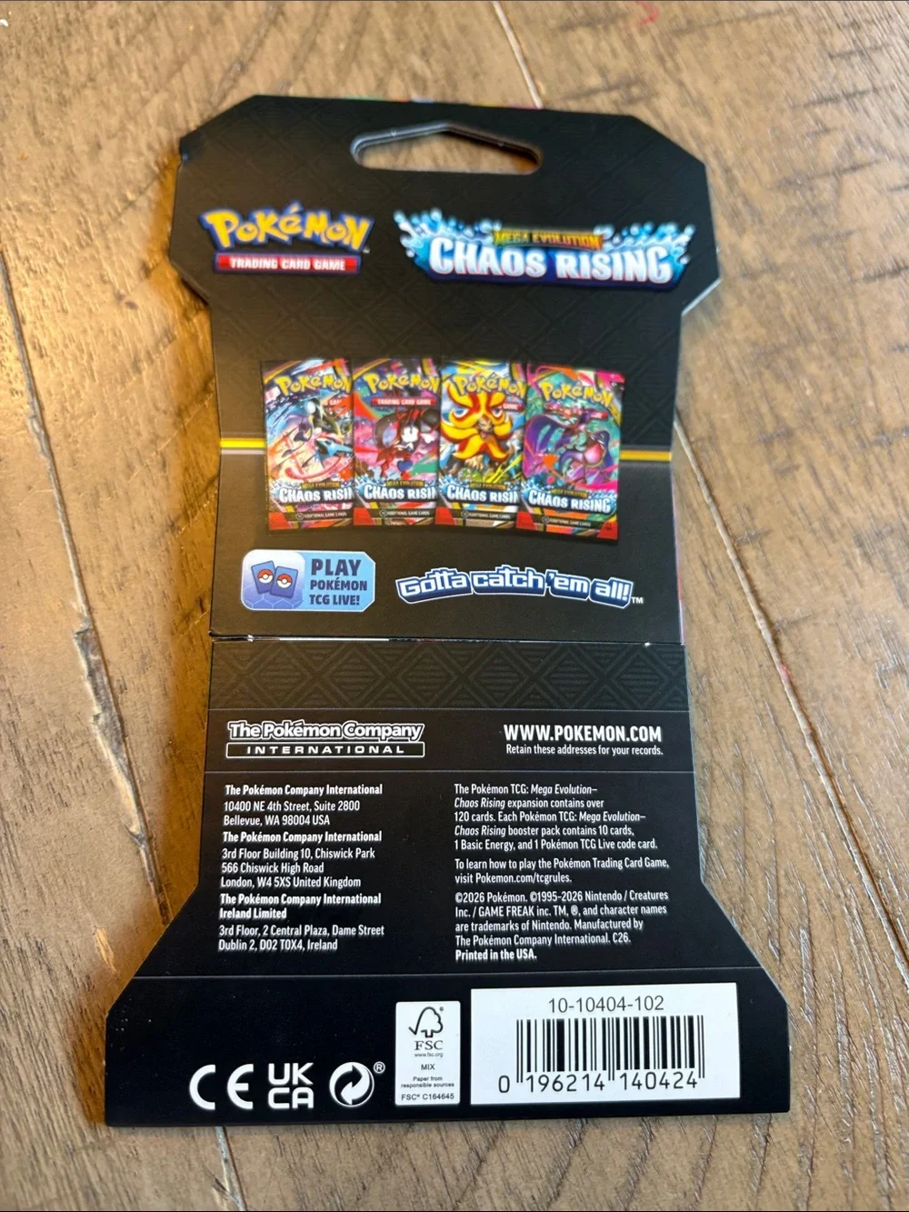 Pokemon Chaos Rising Booster Pack - Multicolor Red Blue Pink